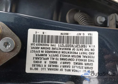 2016 Honda Civic Ex из США, поврежденный, VIN 19XFC2F7XGE071211